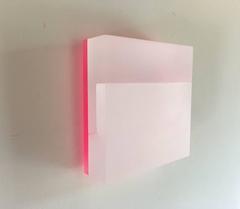 Untitled White and Pink - calm serene lucite and wood piece