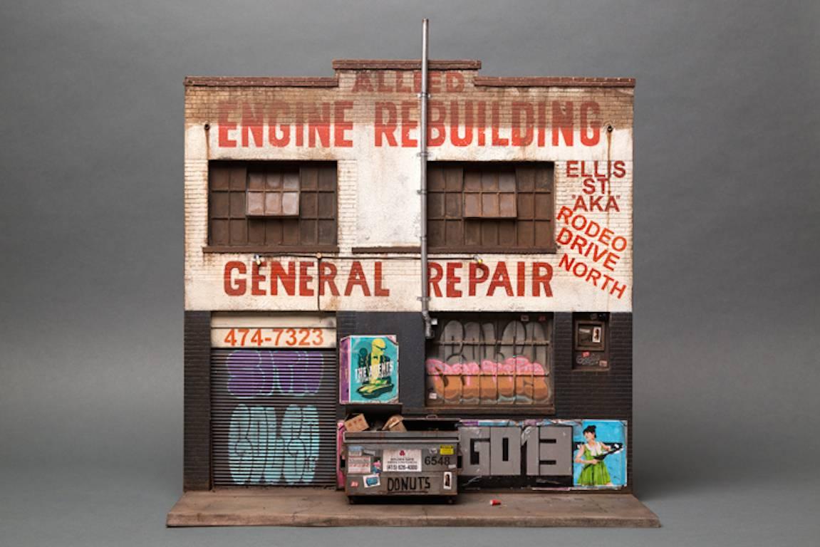 Joshua Smith Still-Life Sculpture - Allied - interactive miniature urban building sculpture - street art graffiti