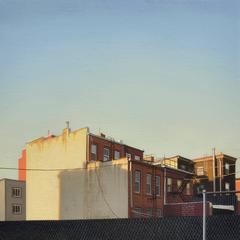 Grace of the Mundane - daytime hyperrealistic city scene oil painting