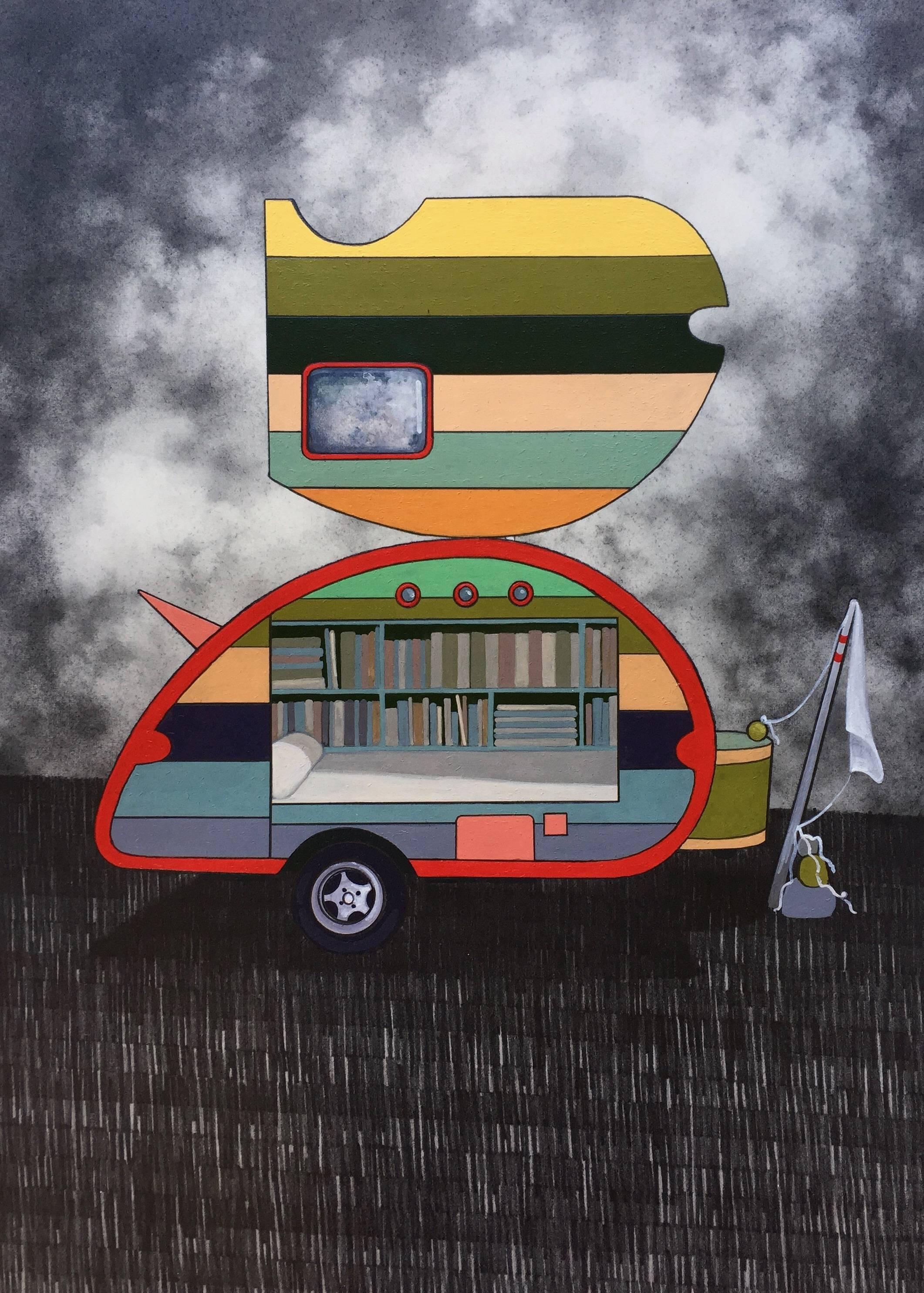 Sara Frantz Landscape Art - Lot 10- small contemporary drawing mobile home caravan books library landscape