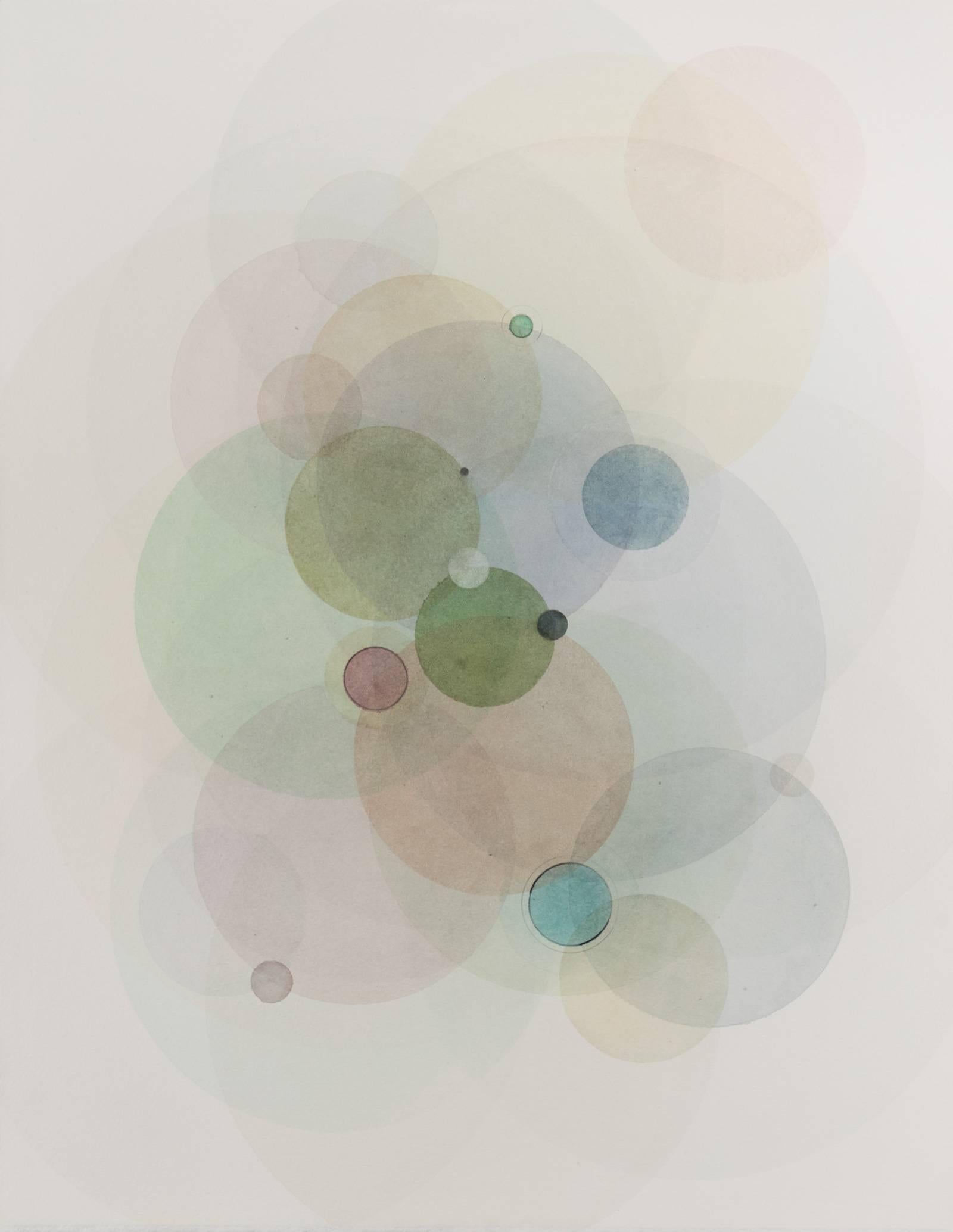 Evan Venegas Abstract Drawing - Day map 81114- abstract pastel color geometric circles watercolor on paper