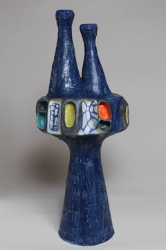 untitled- blue contemporary abstract geometric porcelain scupture