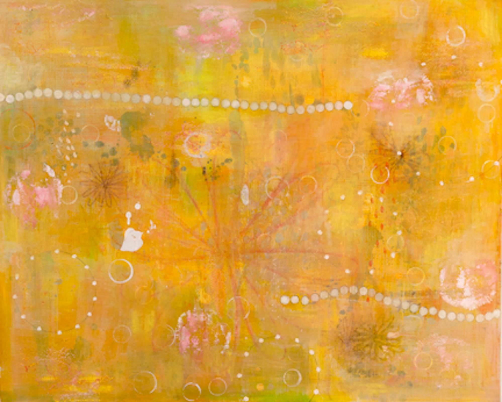 Daru Jung Hyang Kim Abstract Painting - yellow - abstract intricate nature inspired contemporary oil painting