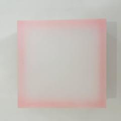 Untitled white and pink 1 - abstract transparent lucite and wood mural sculpture