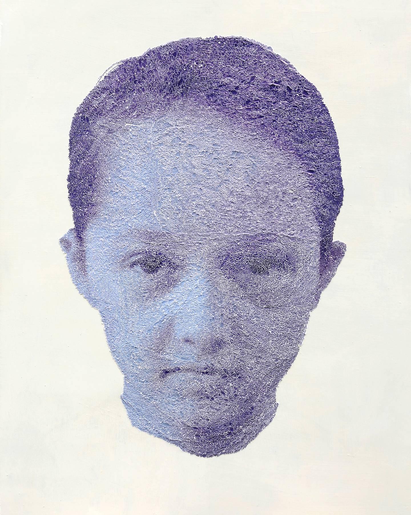 Keun Young Park Portrait Photograph - Mei Lin violet- contemporary purple girl portrait with torn and pasted photo