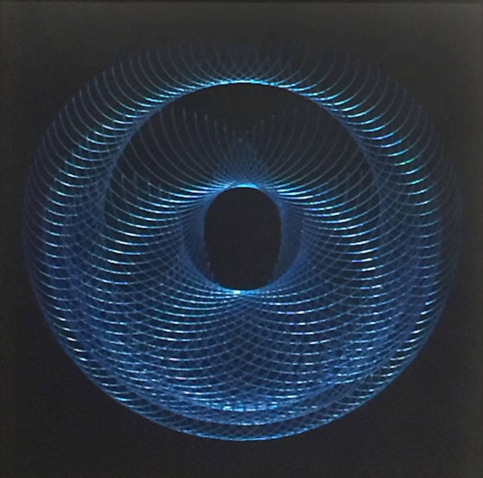 James Minden Abstract Drawing - Incidence- abstract geometric holographic effect light drawing on aluminum