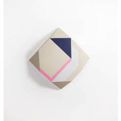 Origami #40 - Cream Blue and Pink Sculptural Painting on Wood 3