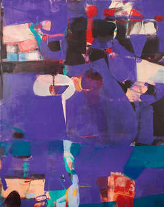 Contemporary Large Abstract Dominant Purple Color Oil painting