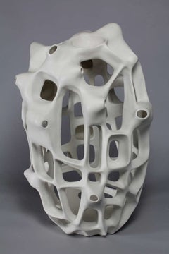 Untitled #6 - Porcelain geometric white sculpture