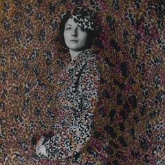 Leopard- contemporary embroidered portrait photography of a woman brown color
