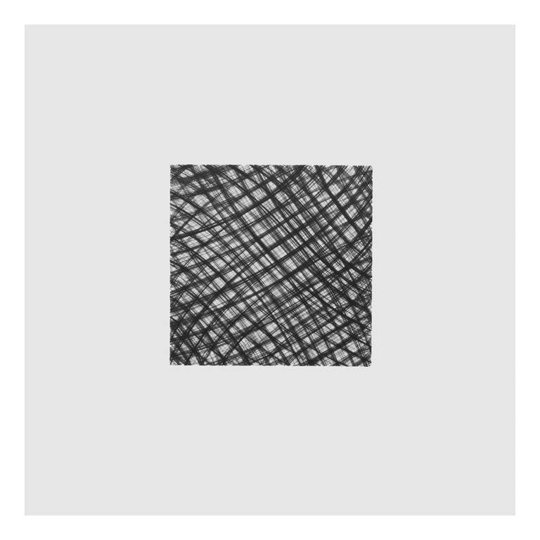Abstrakte geometrische schwarz-weiße Tuschezeichnung auf Mylar, A.121-013-