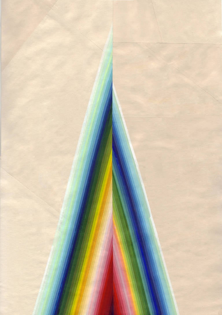 Treasure Frey Abstract Drawing - Flame - Geometrical Colorful and Bright Painting on Paper
