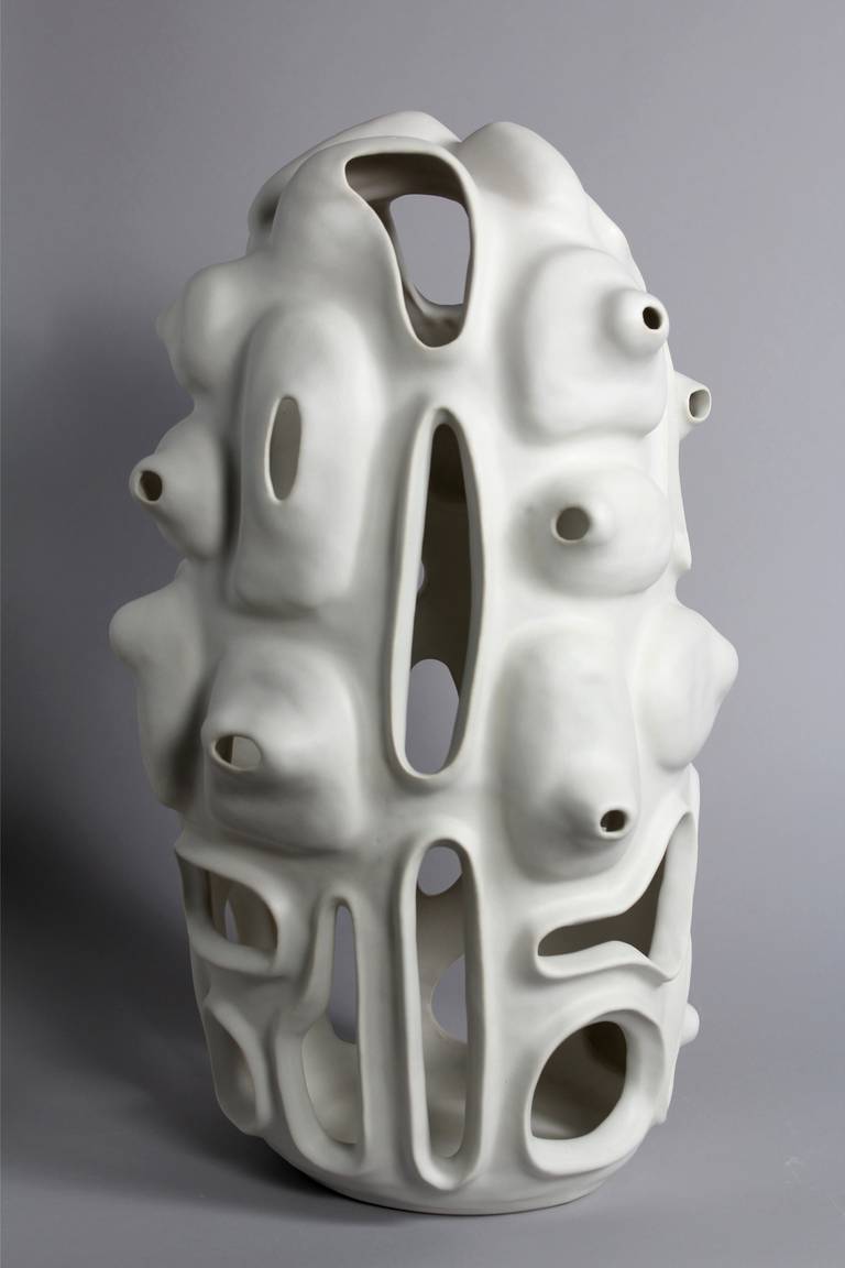 Joan Lurie Abstract Sculpture - Untitled #25 - Porcelain geometric white sculpture 