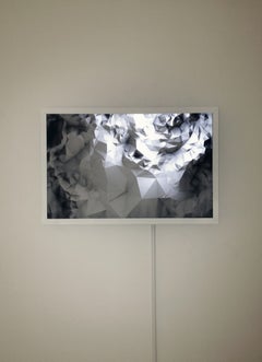 Tesselat 67P- dessin géométrique abstrait animé par la lumière d'un écran vidéo