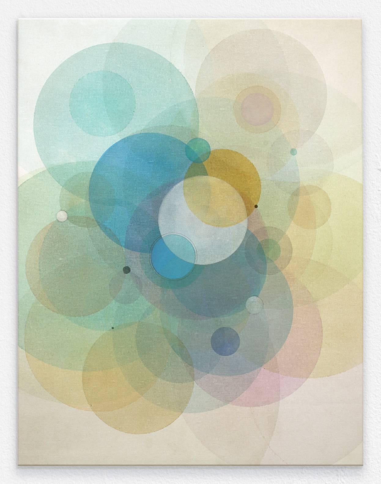 Evan Venegas Abstract Drawing - Day Map 1218- Abstract geometric soft pastel color circles painting on canvas