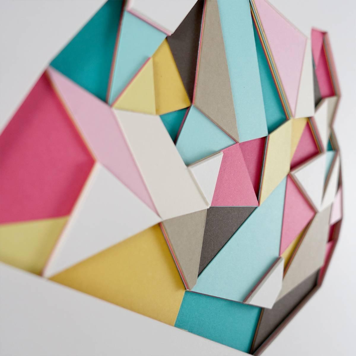 Split 1- colorful geometric textural abstract hand cut layered paper - Art by Huntz Liu