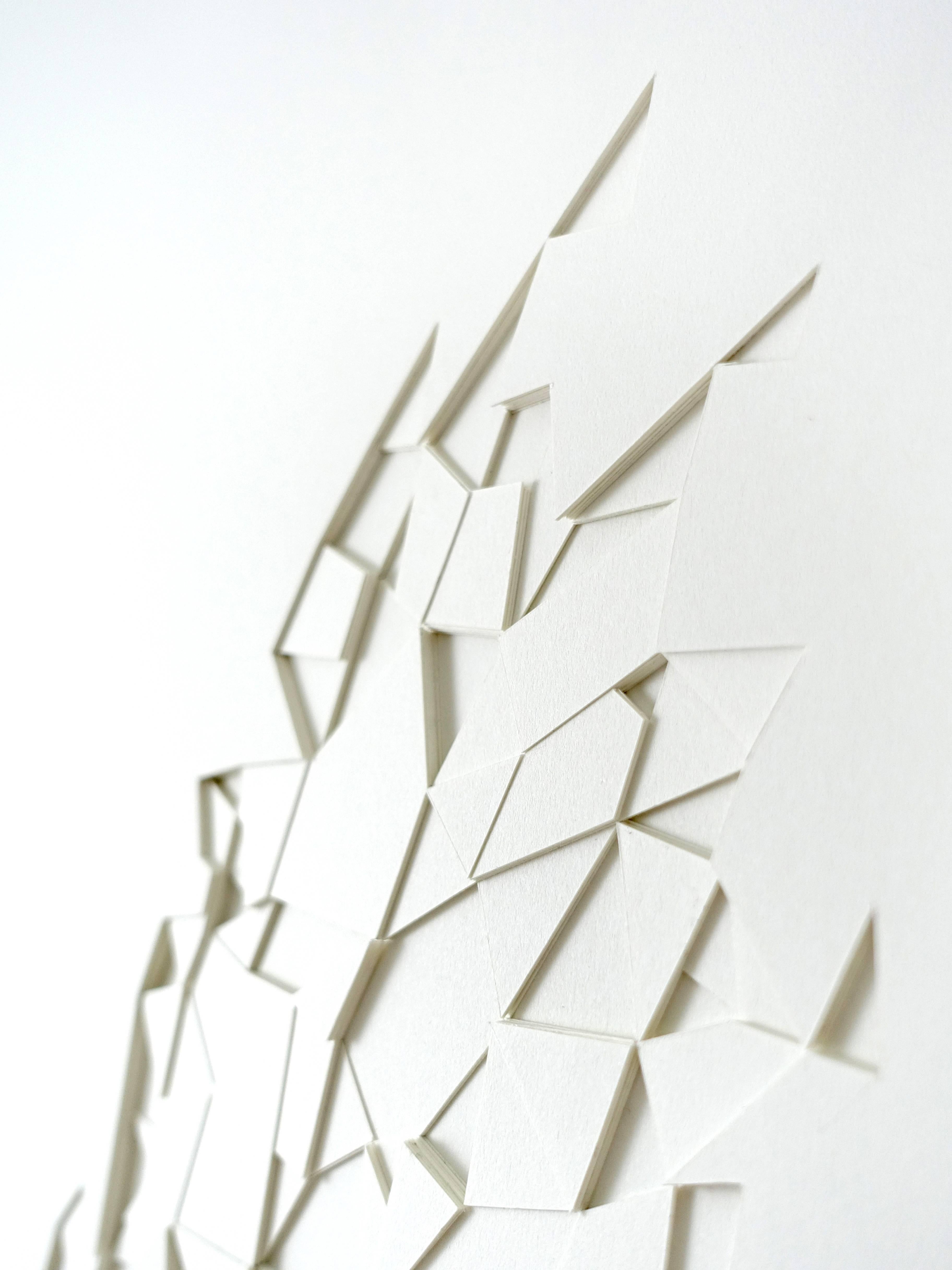 White - abstract textural white geometric hand cut layered paper - Contemporary Art by Huntz Liu