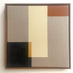 Paths 6 - abstract geometric earth tones brown, beige, gold painting on linen