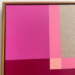 Paths 9 - quadro astratto geometrico rosso e rosa su tela di lino