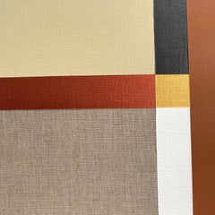 Paths 10 - quadro astratto in stile geometrico dai toni della terra: marrone, beige e oro su tela di lino