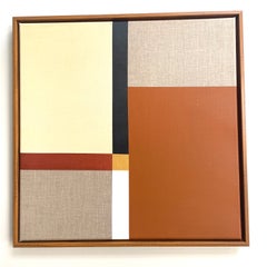 Paths 10- abstract geometric earth tones brown, beige, gold painting on linen