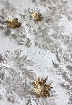 Froid - textural white and gold nature inspired white sculpted paper