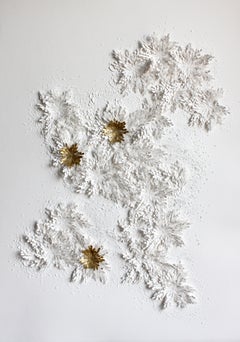 Froid - textural white and gold nature inspired white sculpted paper