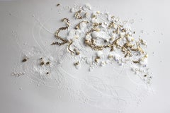 Siphonophore 4 - textural white and gold nature inspired sculpted paper