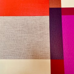 Paths 16 - quadro astratto geometrico in rosso, rosa e arancione su tela di lino