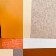 Paths 18 - quadro astratto geometrico nei toni del marrone, grigio, beige e nero su tela di lino