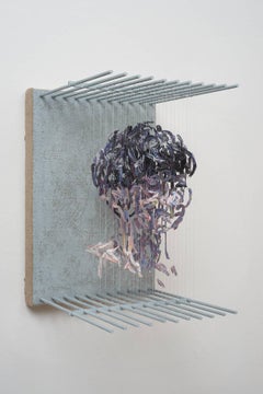 HOR - figurative portrait sculpture in 3D with suspended paint strokes