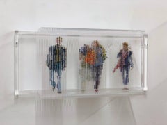 Stasis #111- figurative silhouette 3D sculpture with suspended paint drops