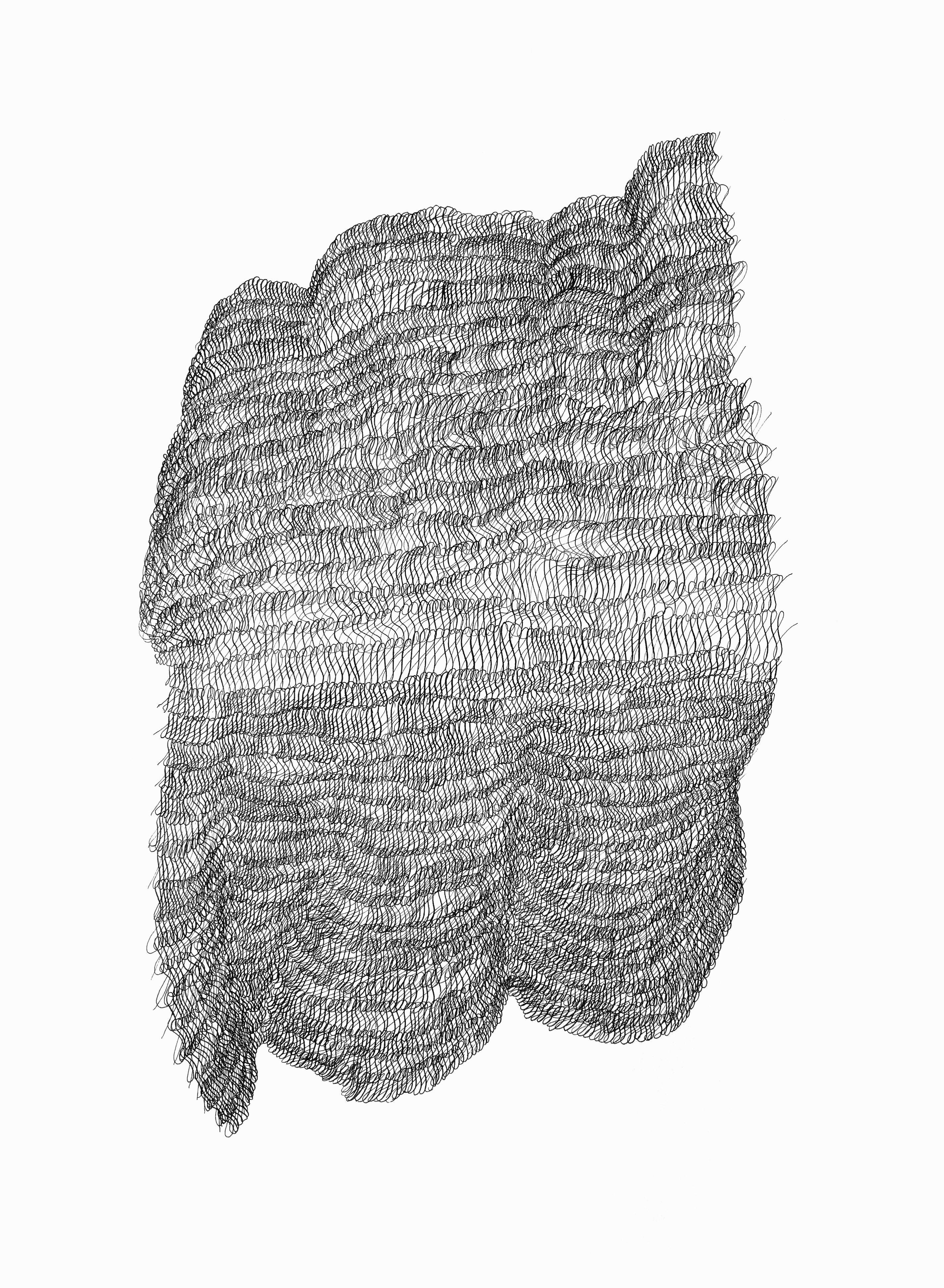 Dana Piazza Abstract Drawing – Figure 8s.1- Abstrakte geometrische schwarz-weiße Tuschezeichnung auf Papier