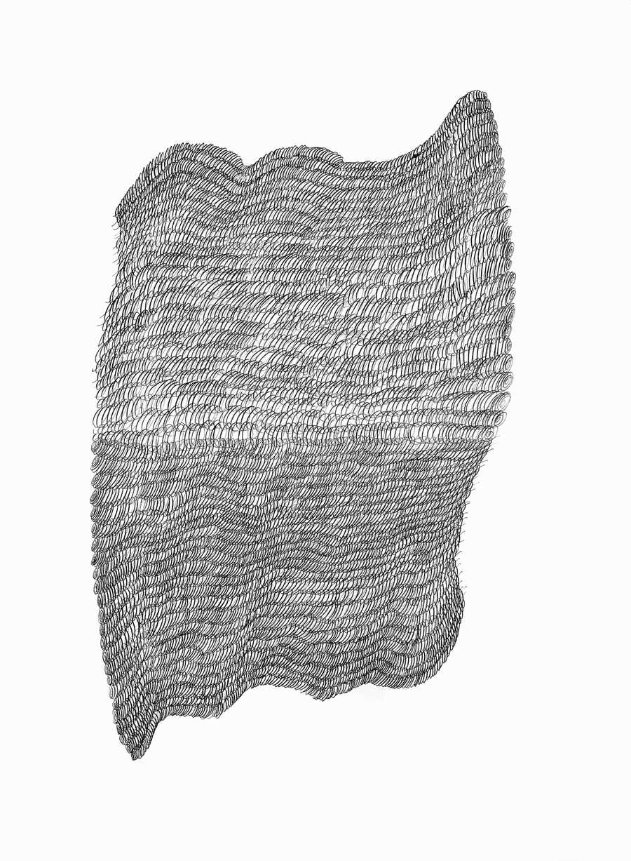Loops.2- abstract geometric black and white ink drawing on paper