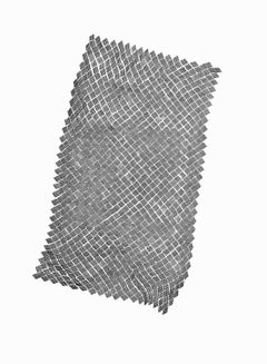 Waffles.3- Abstrakte geometrische schwarz-weiße Tuschezeichnung auf Papier