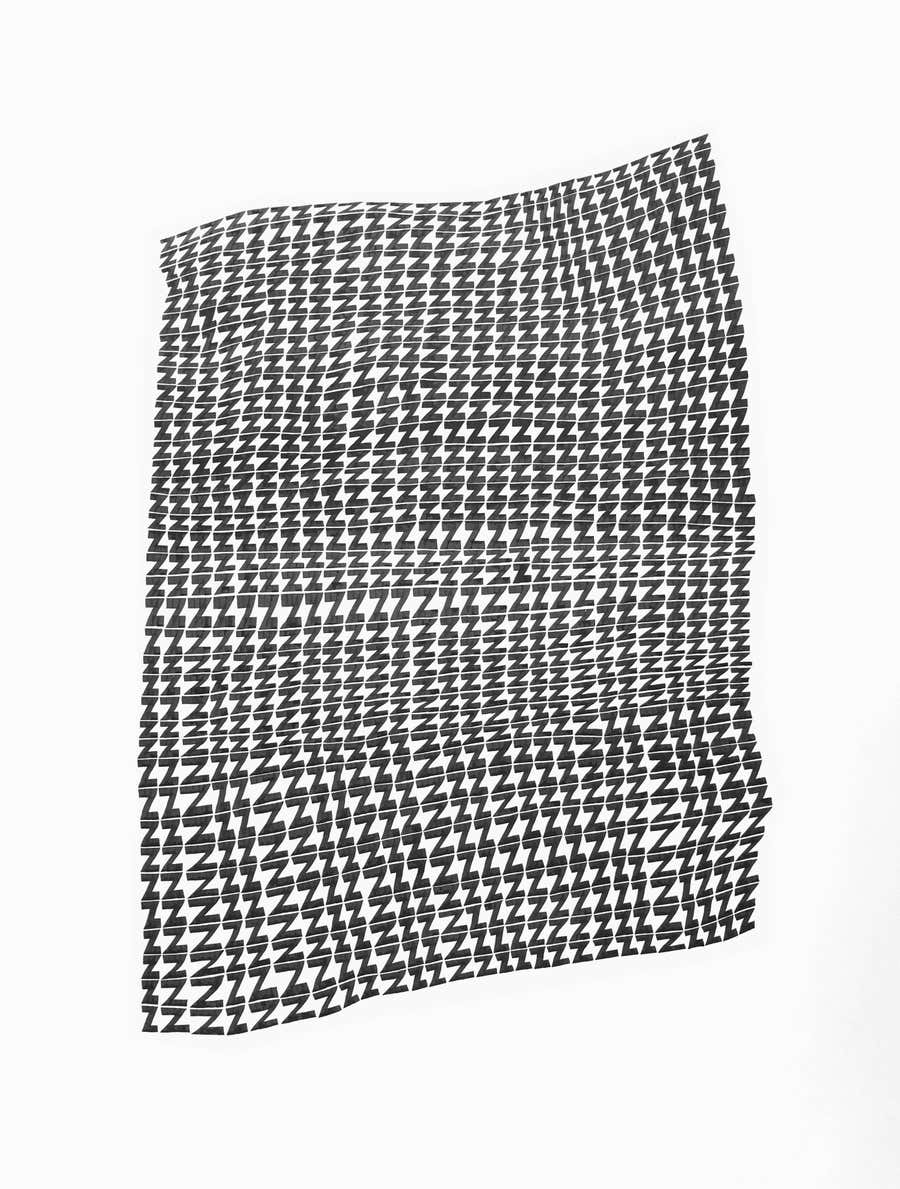 Zs.1- abstract geometric black and white ink drawing on paper