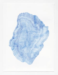 Zigzags 11 abstract geometric blue ink drawing on paper