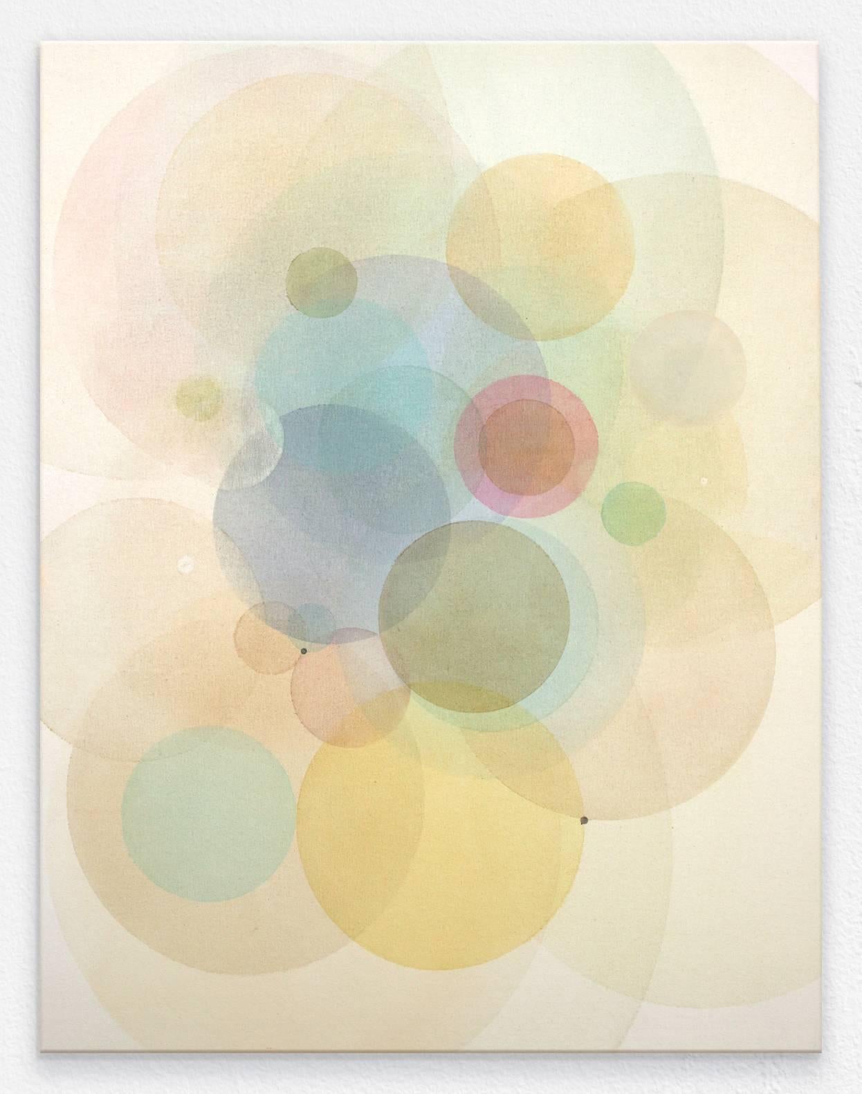 Evan Venegas Abstract Drawing - Day Map 2218- Abstract geometric soft pastel color circles painting on canvas