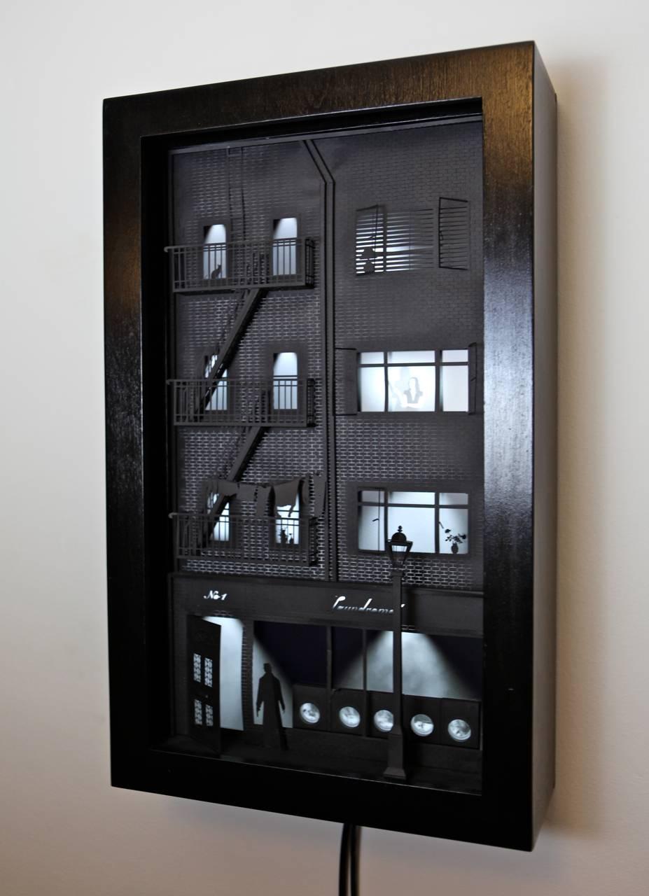 Laundromat-  video wall sculpture inspired by film noir by the McGuire studio - Art by Davy and Kristin McGuire