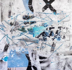 Cuts and Scrapes #1 - street art Audrey Hepburn white and blue abstract painting