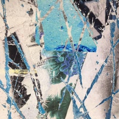Cuts and Scrapes #1 - street art Audrey Hepburn white and blue abstract painting
