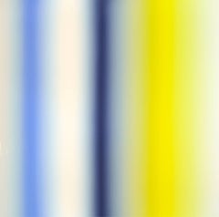  Hydrofoil- blue and yellow blurred field strips abstract oil painting