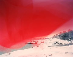 Cloth and String 07 - red snowy abstract Scandinavian landscape photo