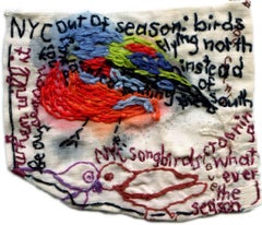 NYC Out of Season- narrative representational embroidered fabric