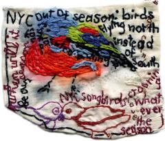 NYC Out of Season- narrative representational embroidered fabric 9
