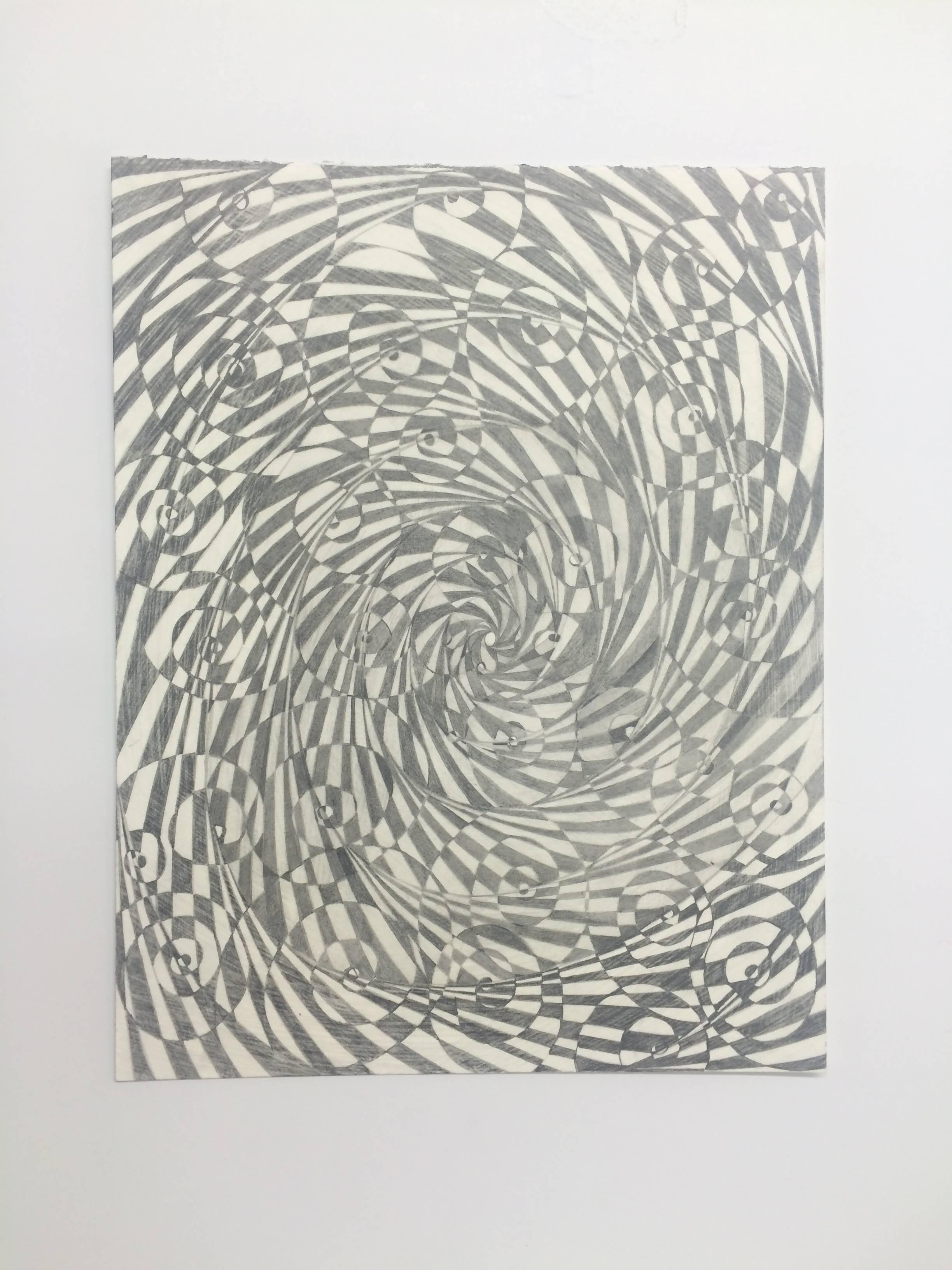 Katia Santibañez Abstract Drawing - Sunny Sunday- Abstract Geometrical Pencil Drawing on Paper