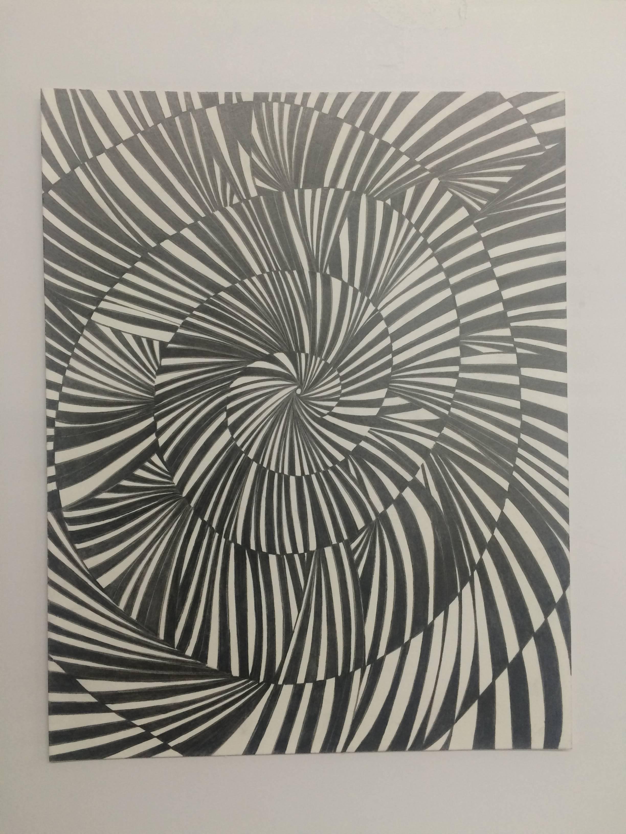 Katia Santibañez Abstract Drawing - Variation I - Abstract Geometrical Pencil Drawing On Paper