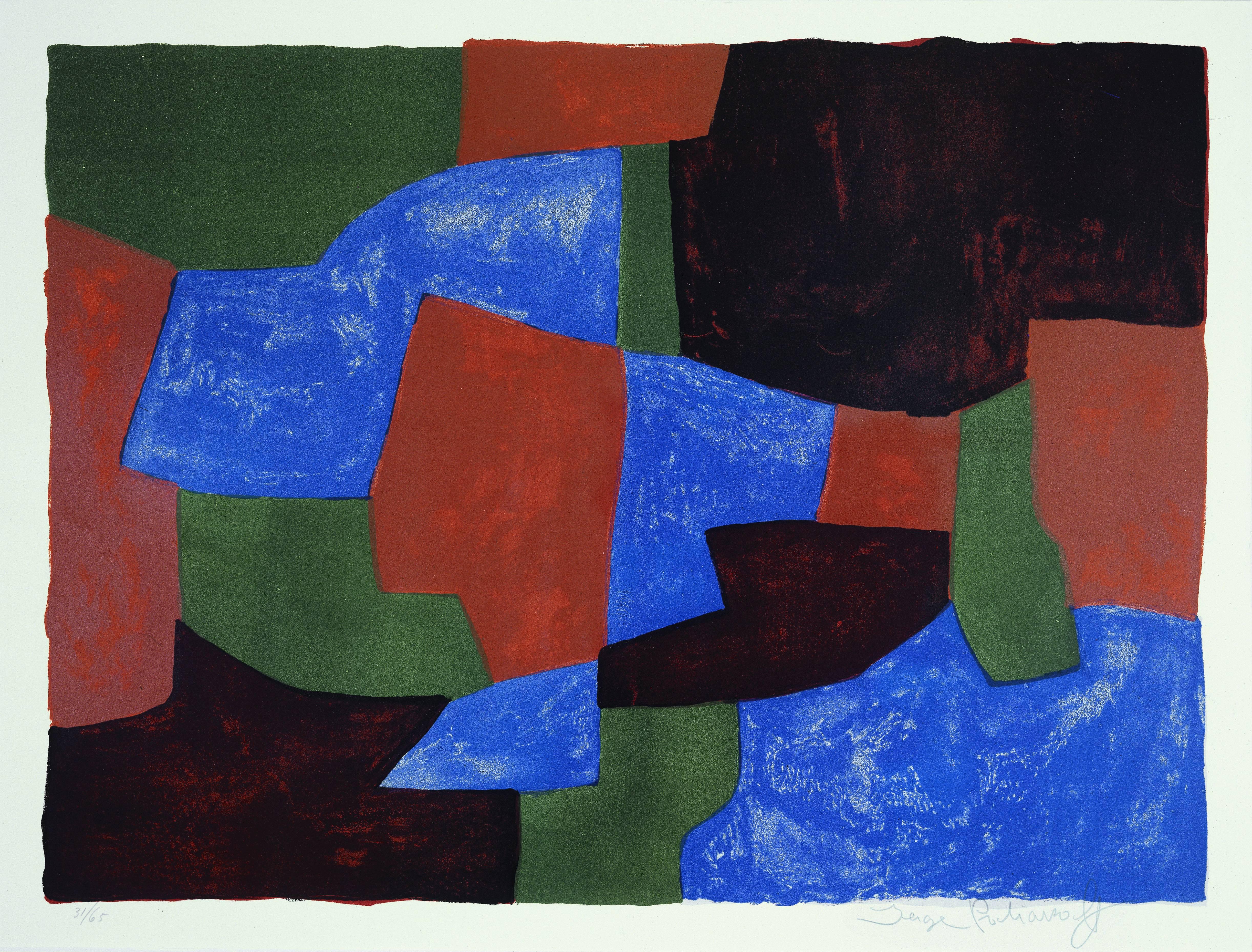 Composition bleue, verte et rouge - Print by Serge Poliakoff