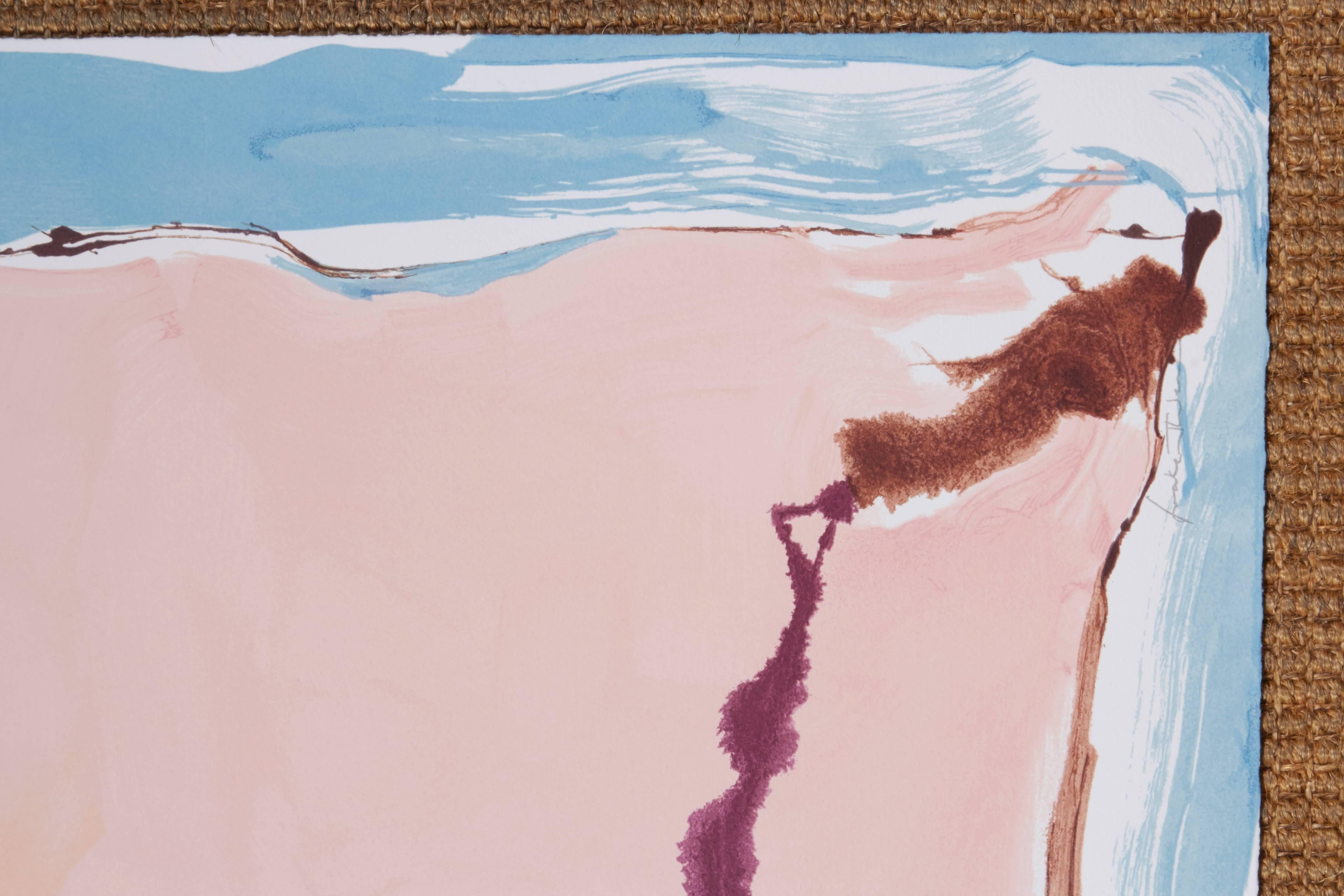 Flirt - Beige Abstract Print by Helen Frankenthaler