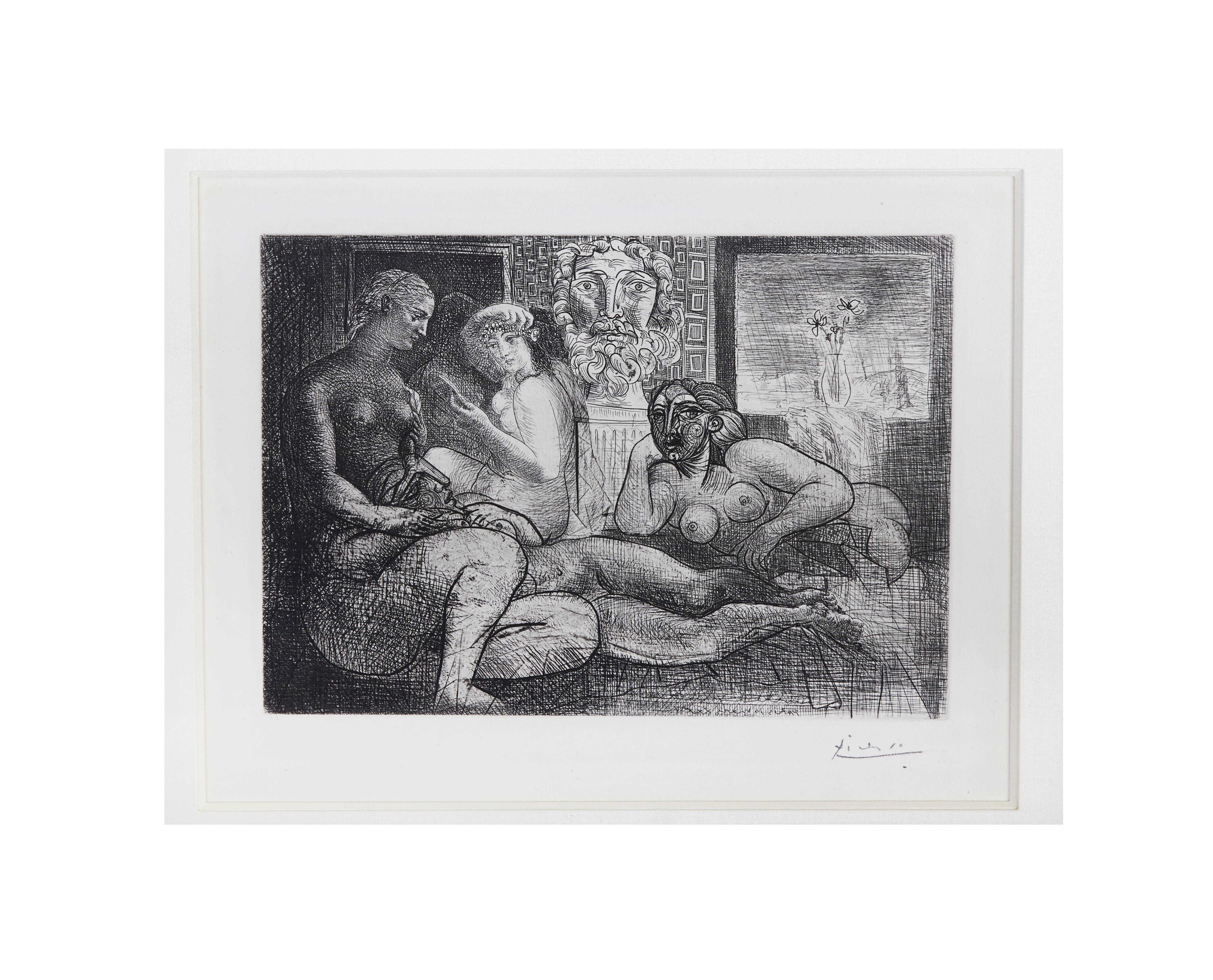 Pablo Picasso Nude Print - Quatre Femmes Nues et Tete Sculptee
